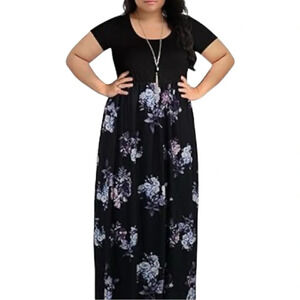 NWT Women’s Plus Sized Chevron Print Summer Short Sleeve Casual Maxi‎ Dress